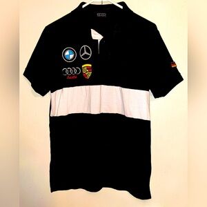 Black and White Polo Shirt (With Luxury Car Brand Logos)